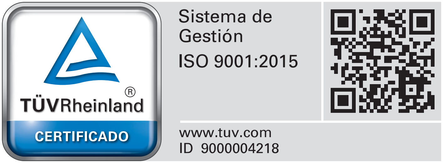 TÜV Rheinland · Sistema de Gestión ISO 9001:2015 Certificado · ID 9000004218